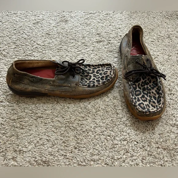Twisted X Women's Cheetah Animal Print Driving Moccasins Size 11 Brown Outdoor - Picture 2 of 11